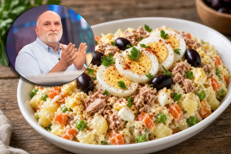 La ensaladilla de José Andrés: mayonesa casera, ventresca de atún y un remate de pimientos del piquillo