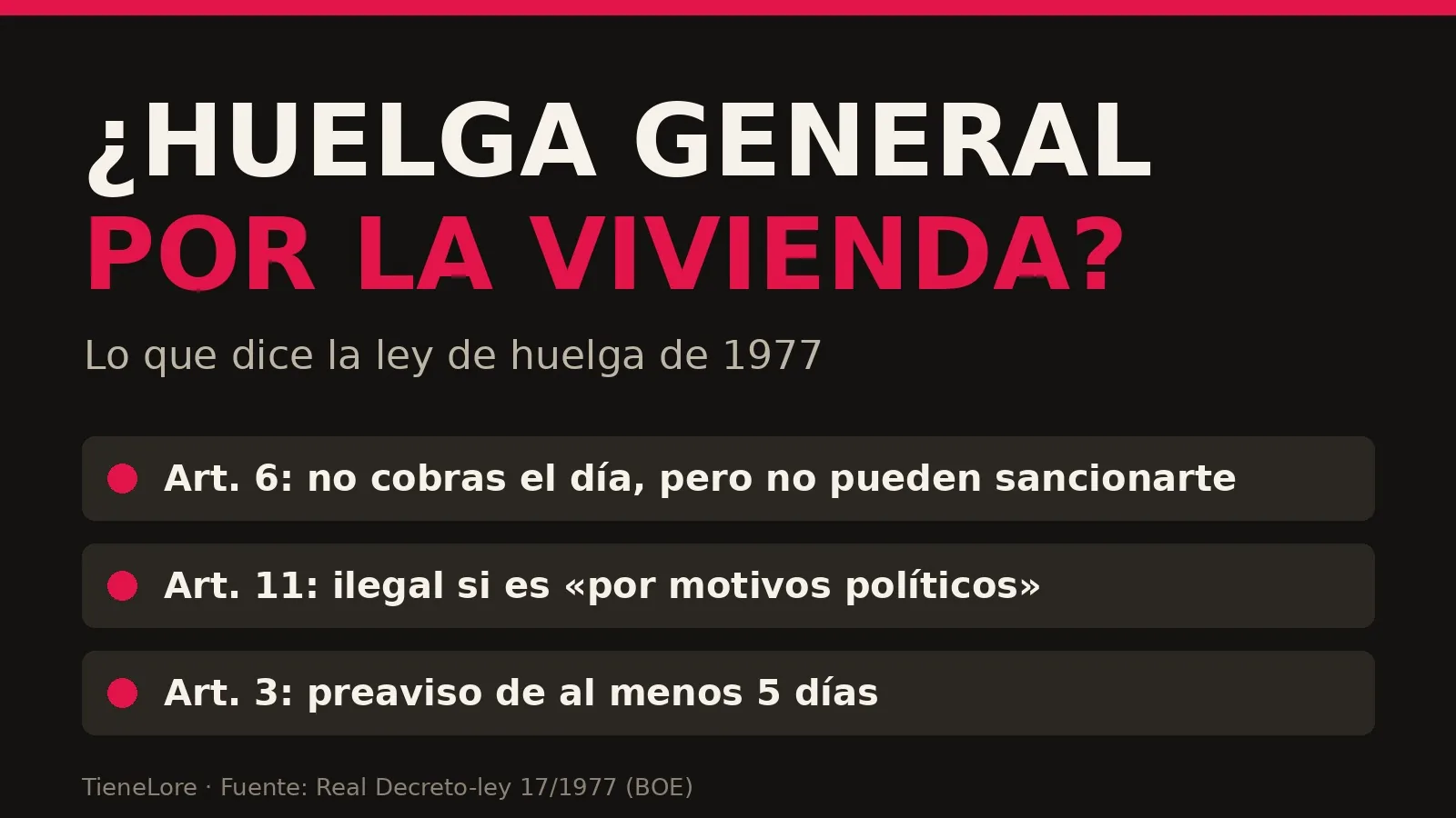 ¿Se puede hacer huelga por la vivienda? Lo que dice la ley (y lo que te pueden descontar)