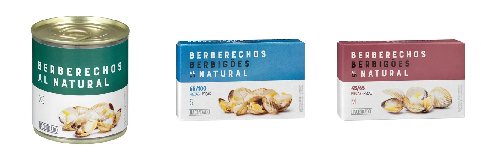 Las tres latas de berberechos al natural Hacendado