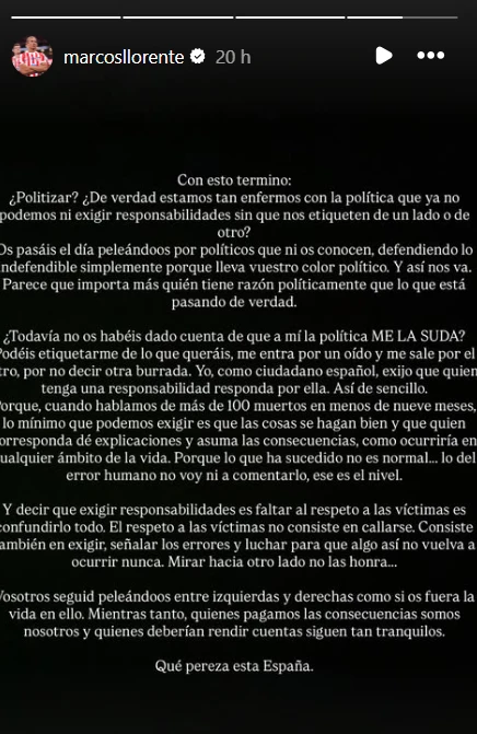Historia de Instagram de Marcos Llorente