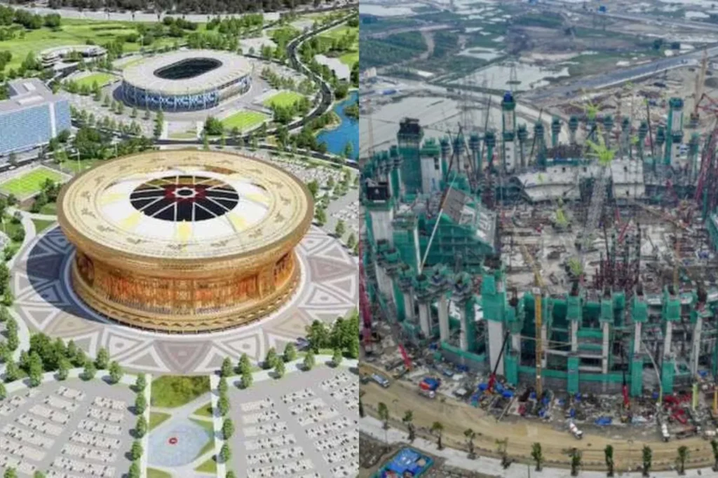 Render del estadio VinFast - Trong Dong y estado actual de las obras en Hanói