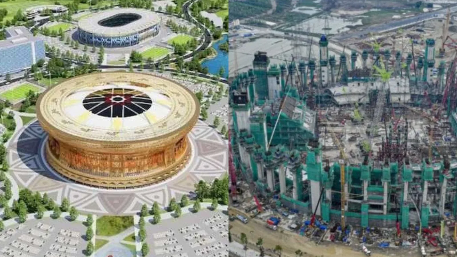 Render del estadio VinFast - Trong Dong y estado actual de las obras en Hanói