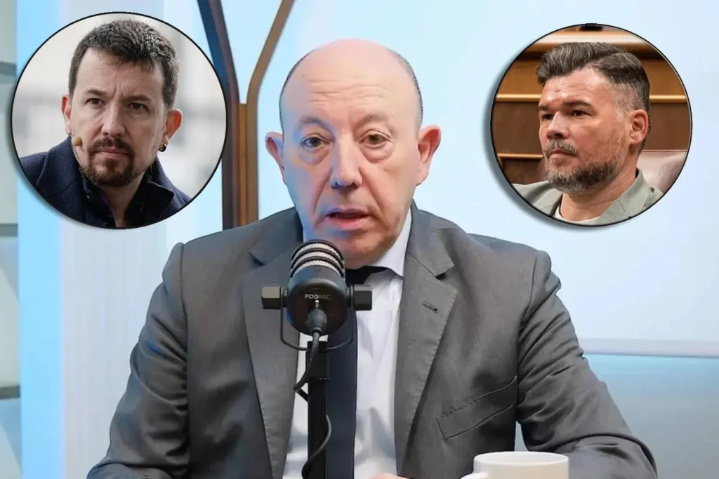 Gonzalo Bernardos, con Pablo Iglesias y Gabriel Rufián