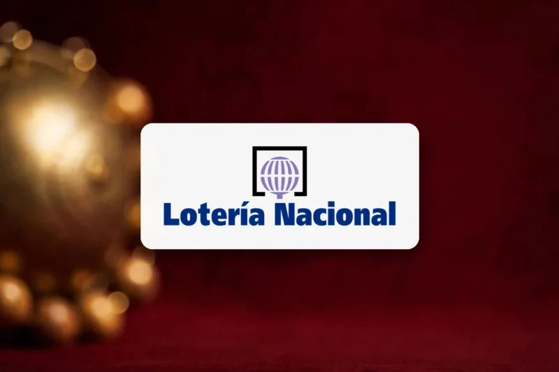 Logotipo de Lotería Nacional sobre fondo ilustrativo