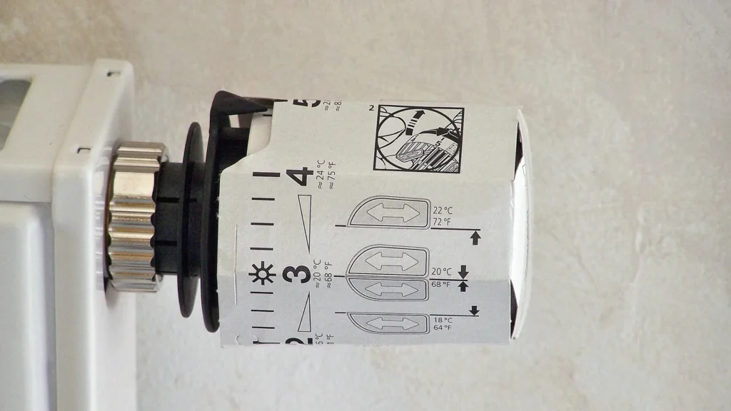 Radiador blanco con su válvula termostática