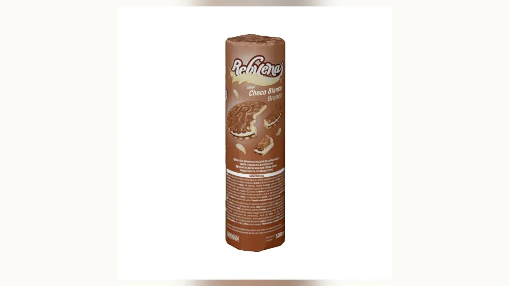 Paquete de galletas Rebuenas Hacendado rellenas de chocolate blanco
