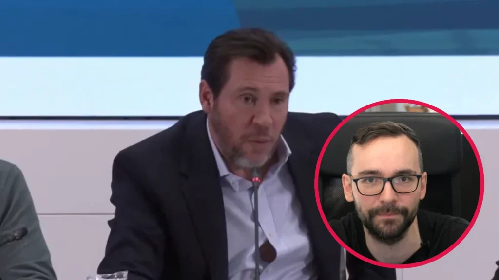 Óscar Puente en una rueda de prensa y, en un círculo, el streamer El Xokas